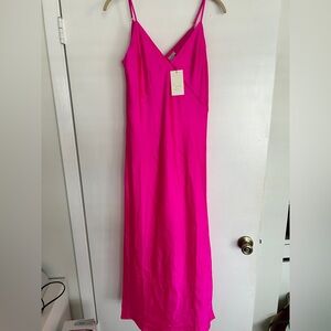 Hot Pink Midi Slip Dress